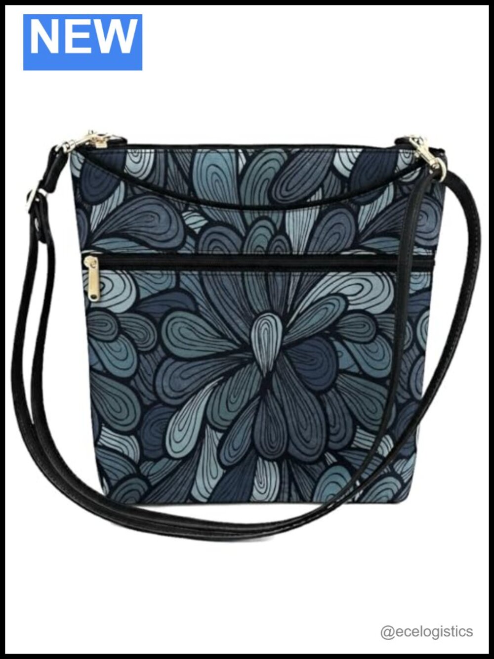 Handmade Tapestry Crossbody Bag with Adjustable Nylon Strap, Zipper Pockets,